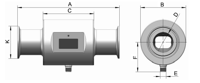 Micro magnetic flow meter size
