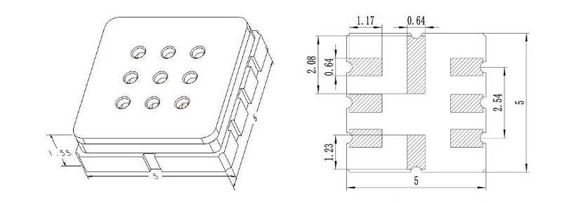 CO gas sensor dimension