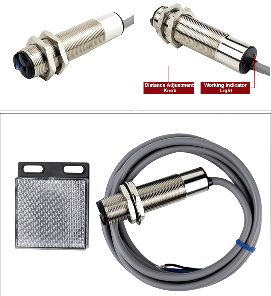 m18 photoelectric switch sensor retro reflective details