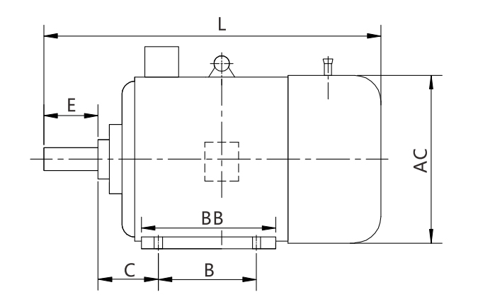Dimension of 7.5hp brake motor