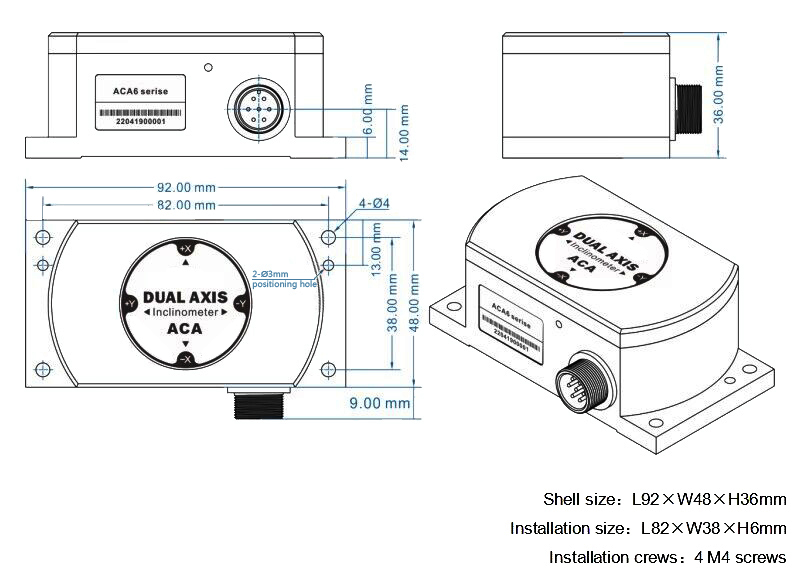 0-5v inclinometer sensor dimension