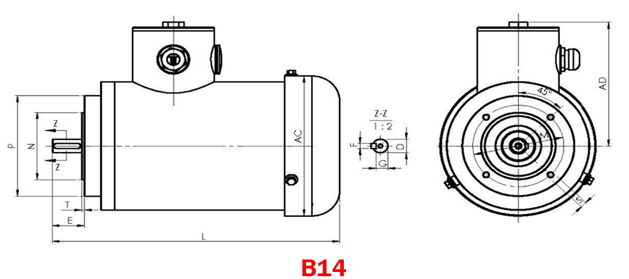 Dimension of 3hp stainless steel motor