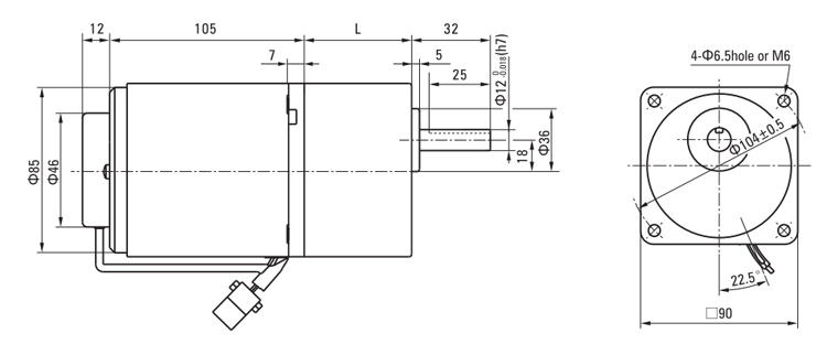 40W AC gear motor dimension