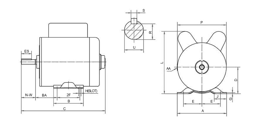 Dimension of CCHN air compressor motor