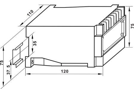 Dimension of 3 phase AC voltage power transducer