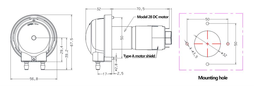 Peristaltic pump mn2zl dimension