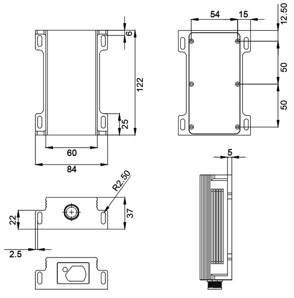 Laser rangefinder sensor size
