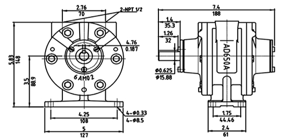 4hp pneumatic vane air motor HX6AM-H size