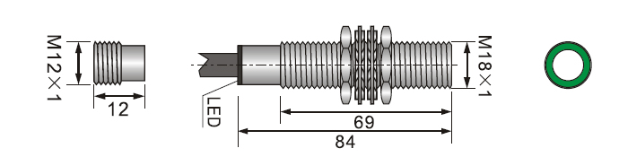 100-1000mm ultrasonic sensor dimension