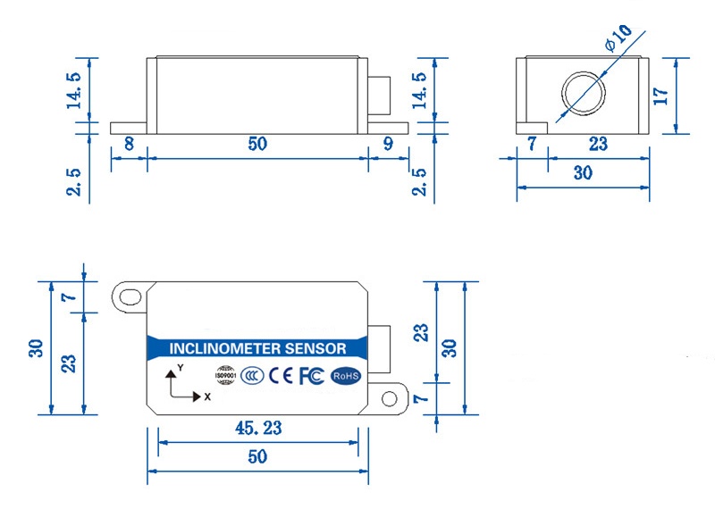 Inclinometer sensor dimension