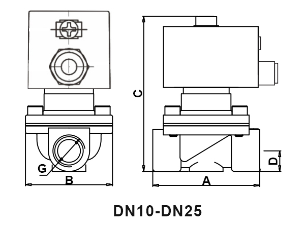 Explosion proof solenoid valve DN10-25 dimension